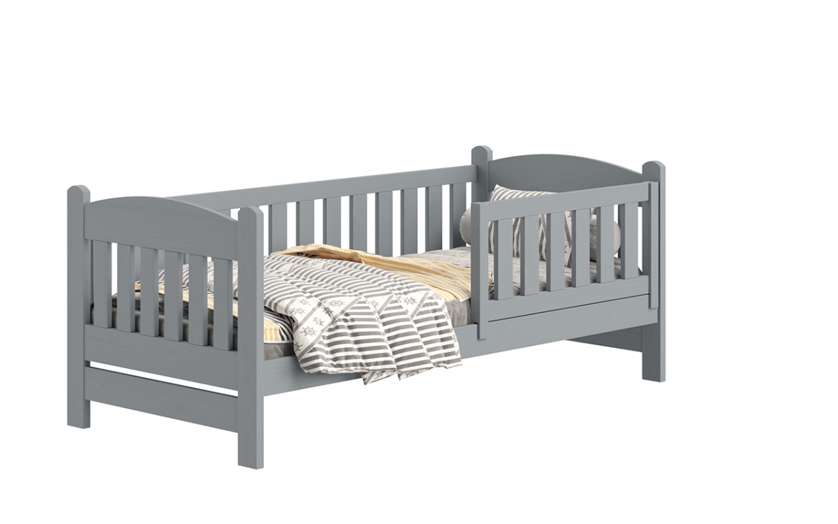Łóżko dziecięce drewniane Alvins z szufladami - szary, 80x180 Łóżko dziecięce drewniane Alvins - Kolor Szary