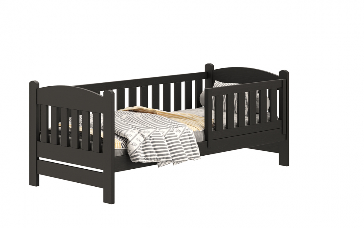 Łóżko dziecięce drewniane Alvins z szufladami - czarny, 90x200 Łóżko dziecięce drewniane Alvins - Kolor Czarny 