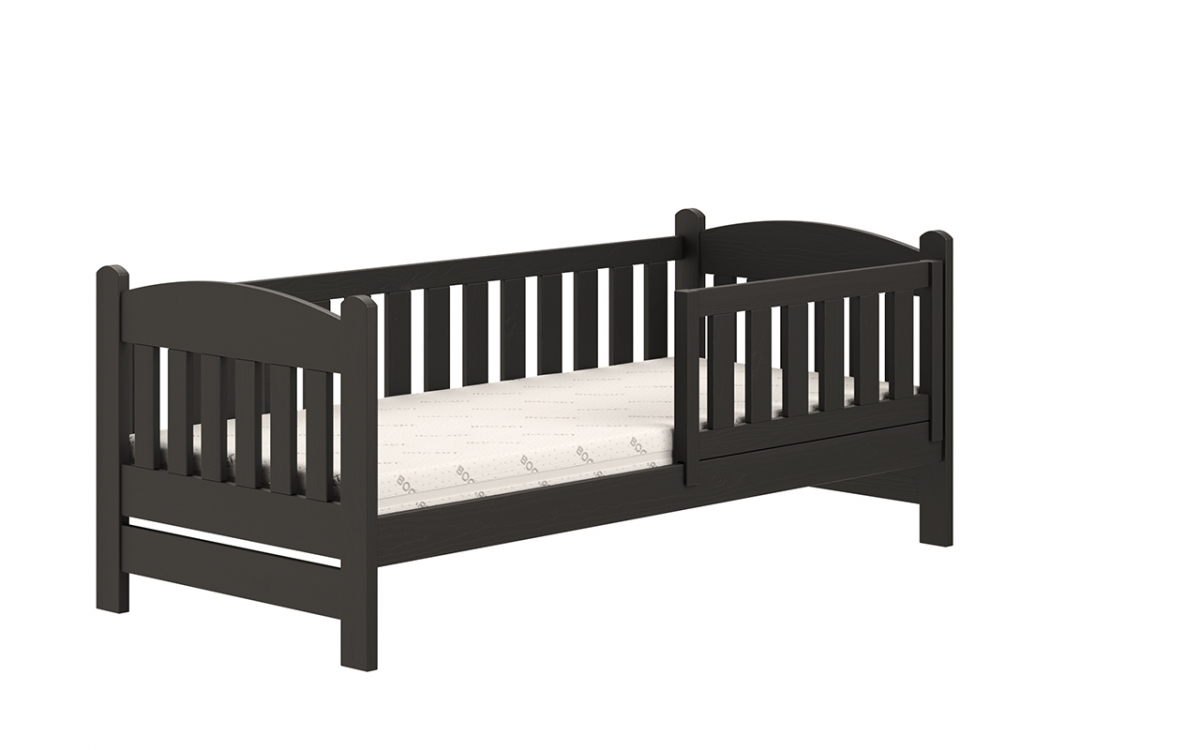 Łóżko dziecięce drewniane Alvins z szufladami - czarny, 90x180 Łóżko dziecięce drewniane Alvins - Kolor Czarny 