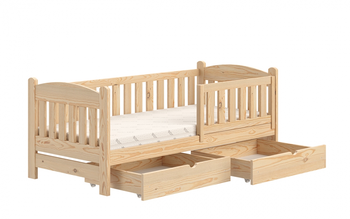 Łóżko dziecięce drewniane Alvins z szufladami - sosna, 90x190 Łóżko dziecięce drewniane Alvins - Kolor Sosna 