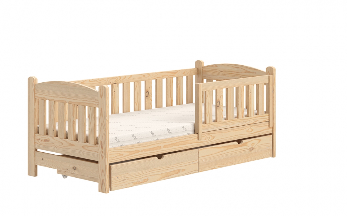 Łóżko dziecięce drewniane Alvins z szufladami - sosna, 70x140 Łóżko dziecięce drewniane Alvins - Kolor Sosna 