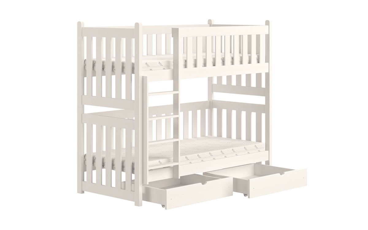 Łóżko dziecięce piętrowe Swen - biały, 70x140 Łóżko piętrowe Swen - kolor Biały 