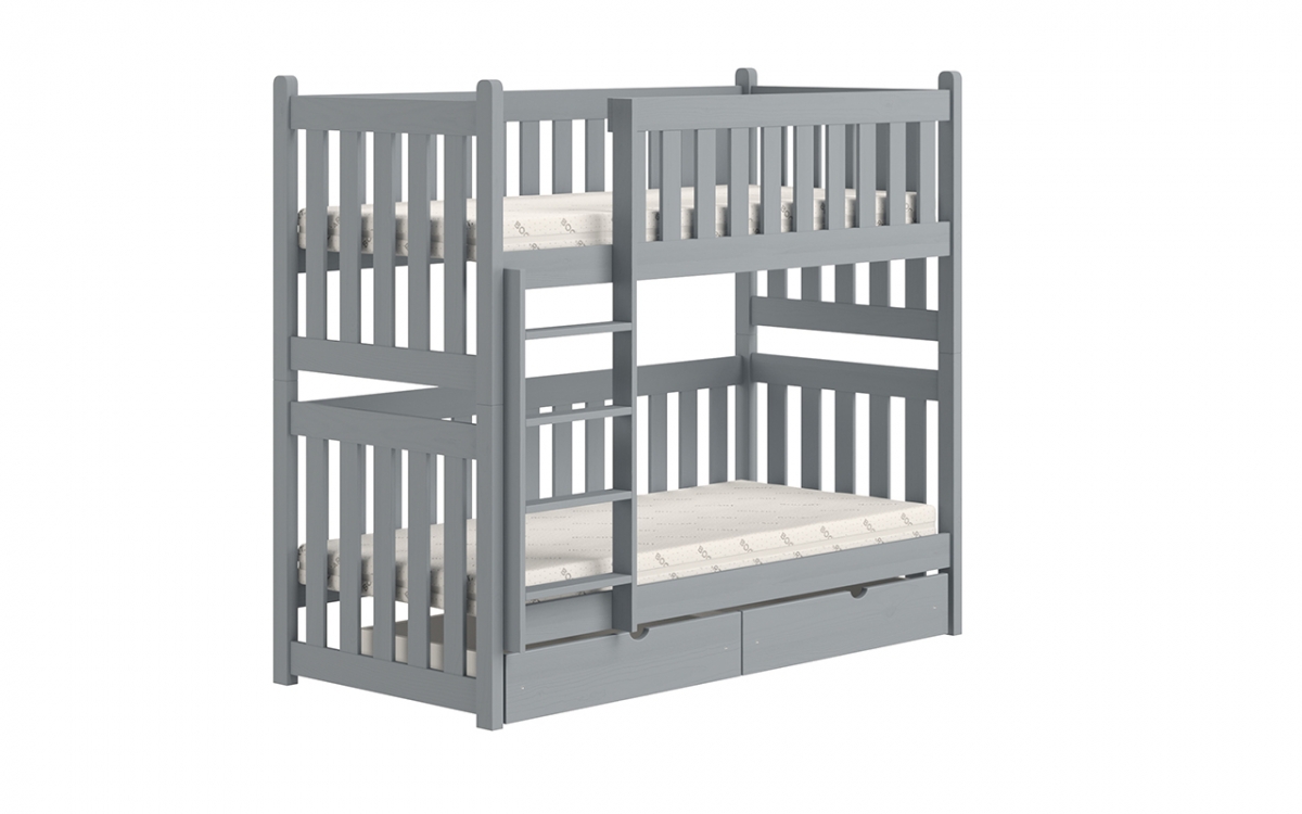 Łóżko dziecięce piętrowe Swen - szary, 90x200 Łóżko piętrowe Swen - kolor Szary 