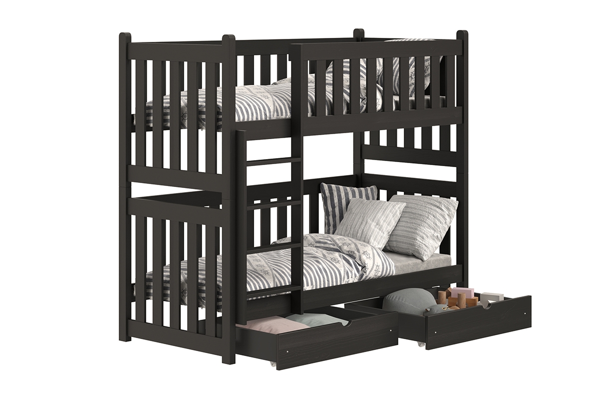 Łóżko dziecięce piętrowe Swen - czarny, 80x200 Łóżko piętrowe Swen - kolor Czarny