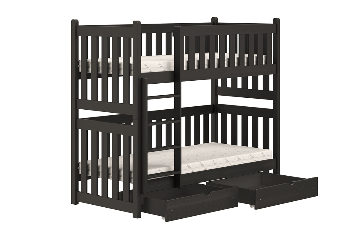 Łóżko dziecięce piętrowe Swen - czarny, 80x190 Łóżko piętrowe Swen - kolor Czarny