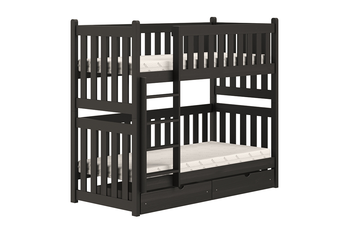 Łóżko dziecięce piętrowe Swen - czarny, 70x140 Łóżko piętrowe Swen - kolor Czarny
