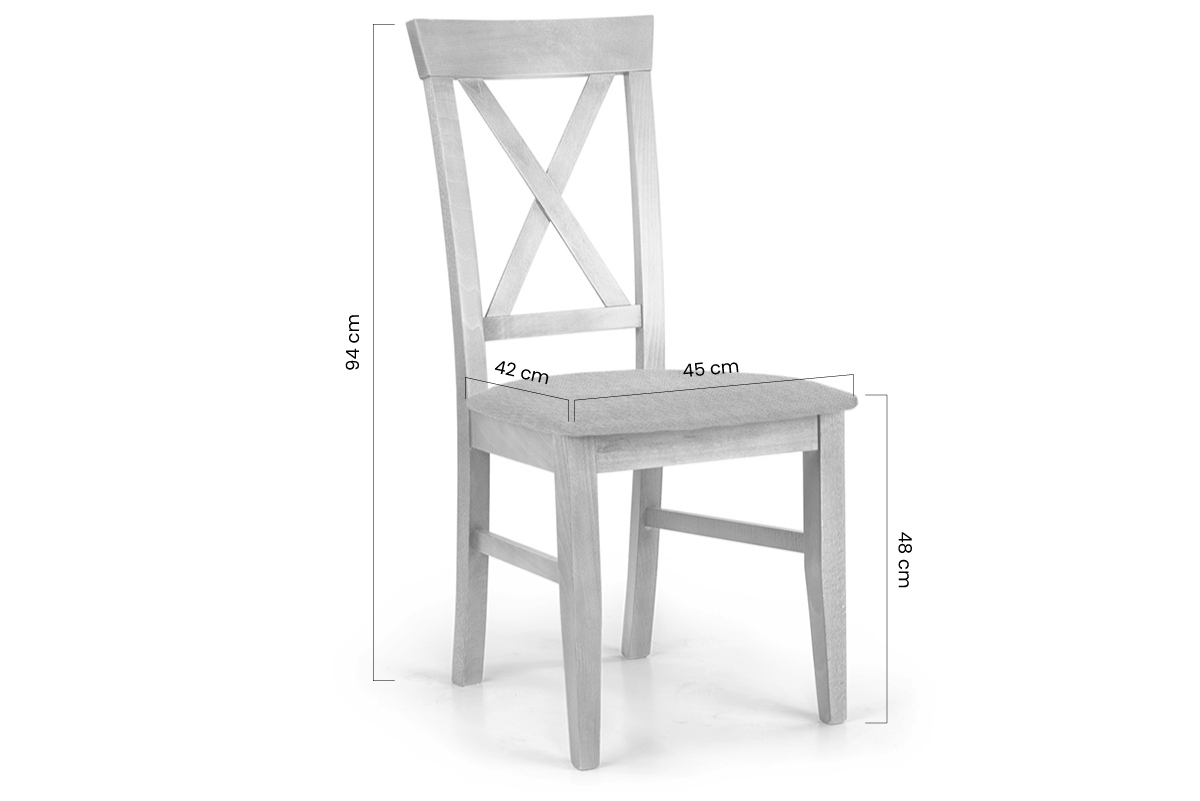 Krzesło drewniane z tapicerowanym siedziskiem i oparciem krzyżyk Retro - szary Gemma 85 / buk krzesło do jadalni