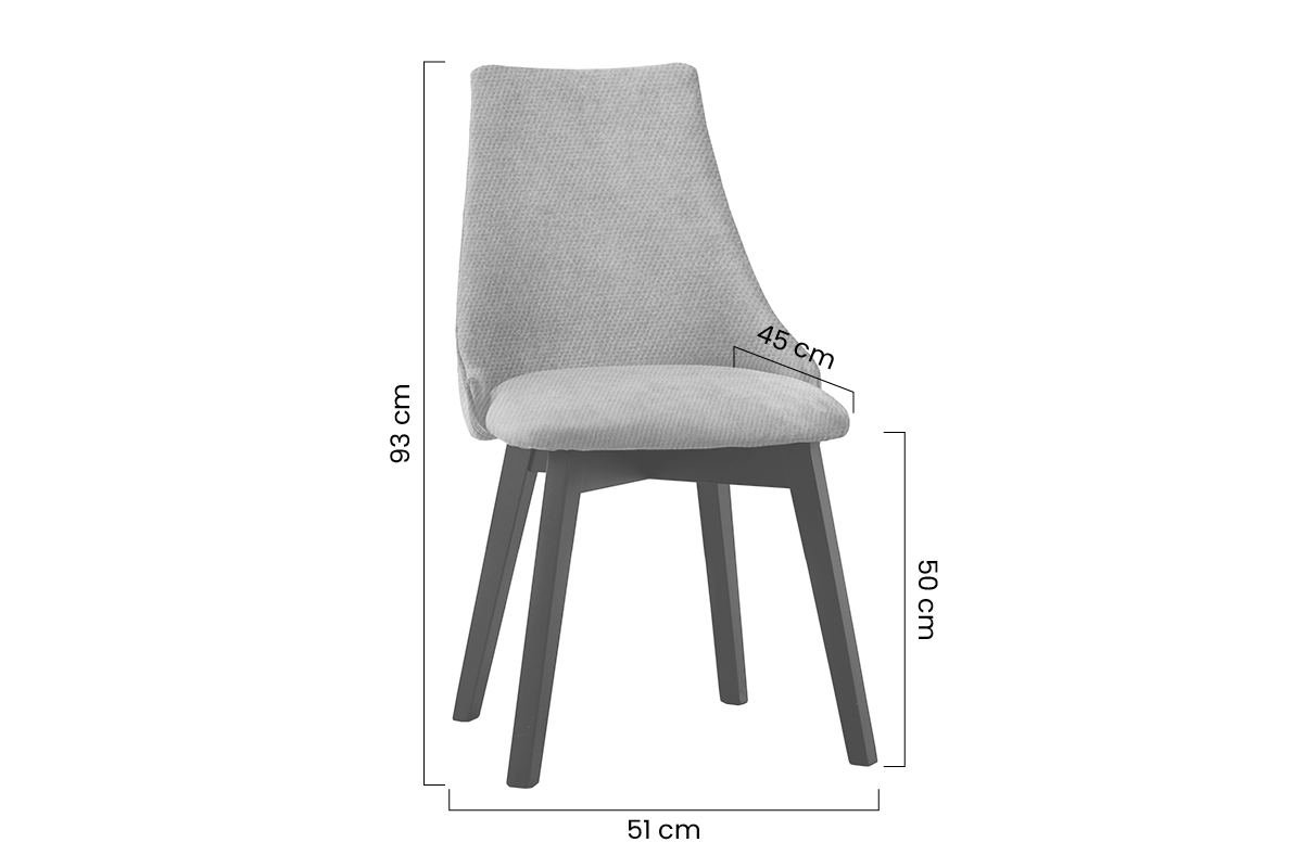 Krzesło na drewnianych nogach Empoli - musztardowy Monolith 48 / czarne nogi Krzesło tapicerowane na drewnianych nogach Empoli - musztardowy Monolith 48 / czarne nogi - wymiary
