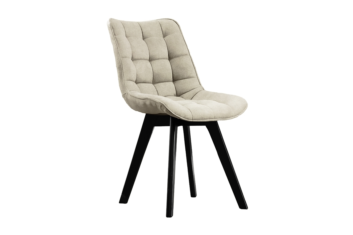 Krzesło tapicerowane Prato na drewnianych nogach - beż Cloud 03 / czarne nogi beżowe krzesło do jadalni