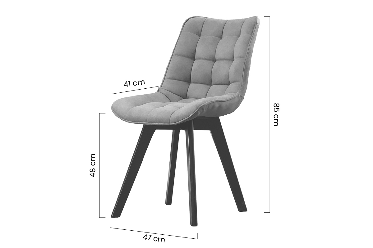 Krzesło tapicerowane Prato na drewnianych nogach - szałwia Cloud 33 / czarne nogi Krzesło tapicerowane Prato na drewnianych nogach - szałwia Cloud 33 / czarne nogi - wymiary