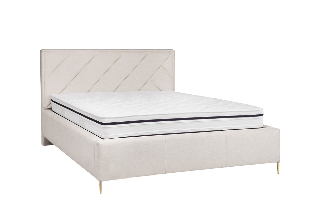 Łóżko tapicerowane sypialniane z pojemnikiem Tiade - 160x200, nogi złote jasne łóżko sypialniane Tiade 