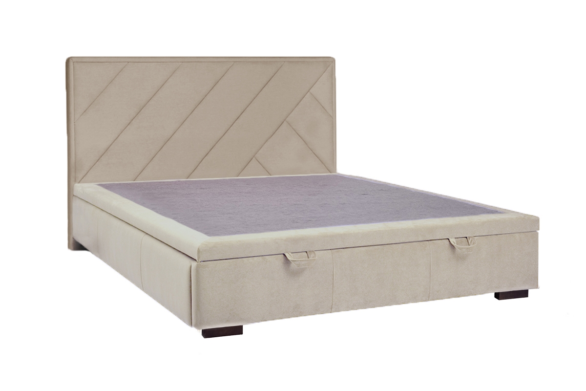 Łóżko sypialniane z tapicerowanym stelażem i pojemnikiem Tiade - 160x200  łóżko z drewnianymi nóżkami 