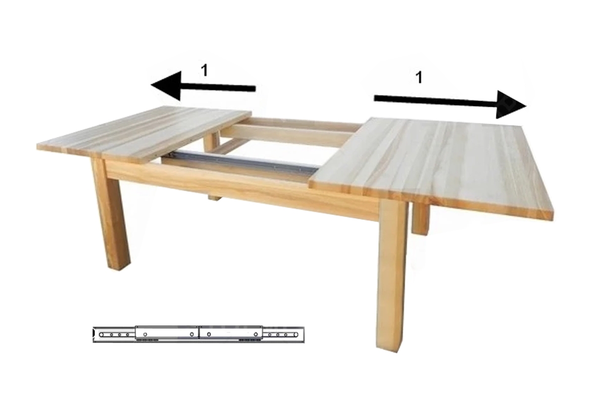 Stół rozkładany do jadalni 140-180x80 cm Ibiza na drewnianych nogach - dąb sonoma stół z prowadnicami synchronicznymi