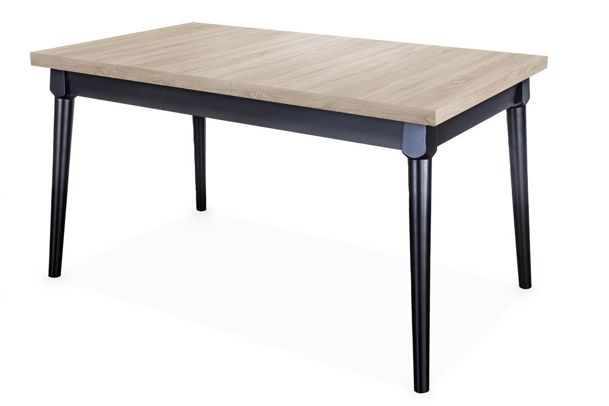Stół rozkładany do jadalni 140-180x80 cm Ibiza na drewnianych nogach - dąb sonoma / czarne nogi stół na czarnych nogach