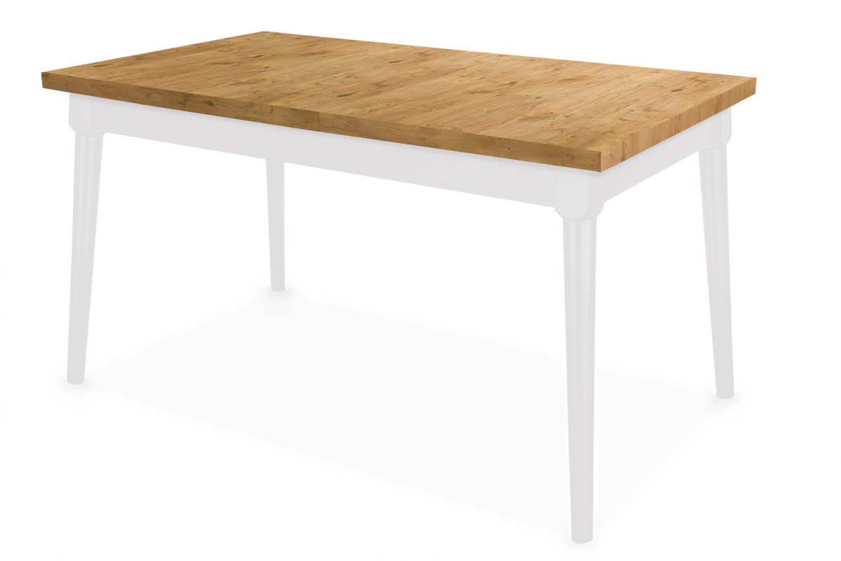 Stół rozkładany do jadalni 160-200x90 cm Ibiza na drewnianych nogach - dąb lancelot / białe nogi stół z białymi nogami