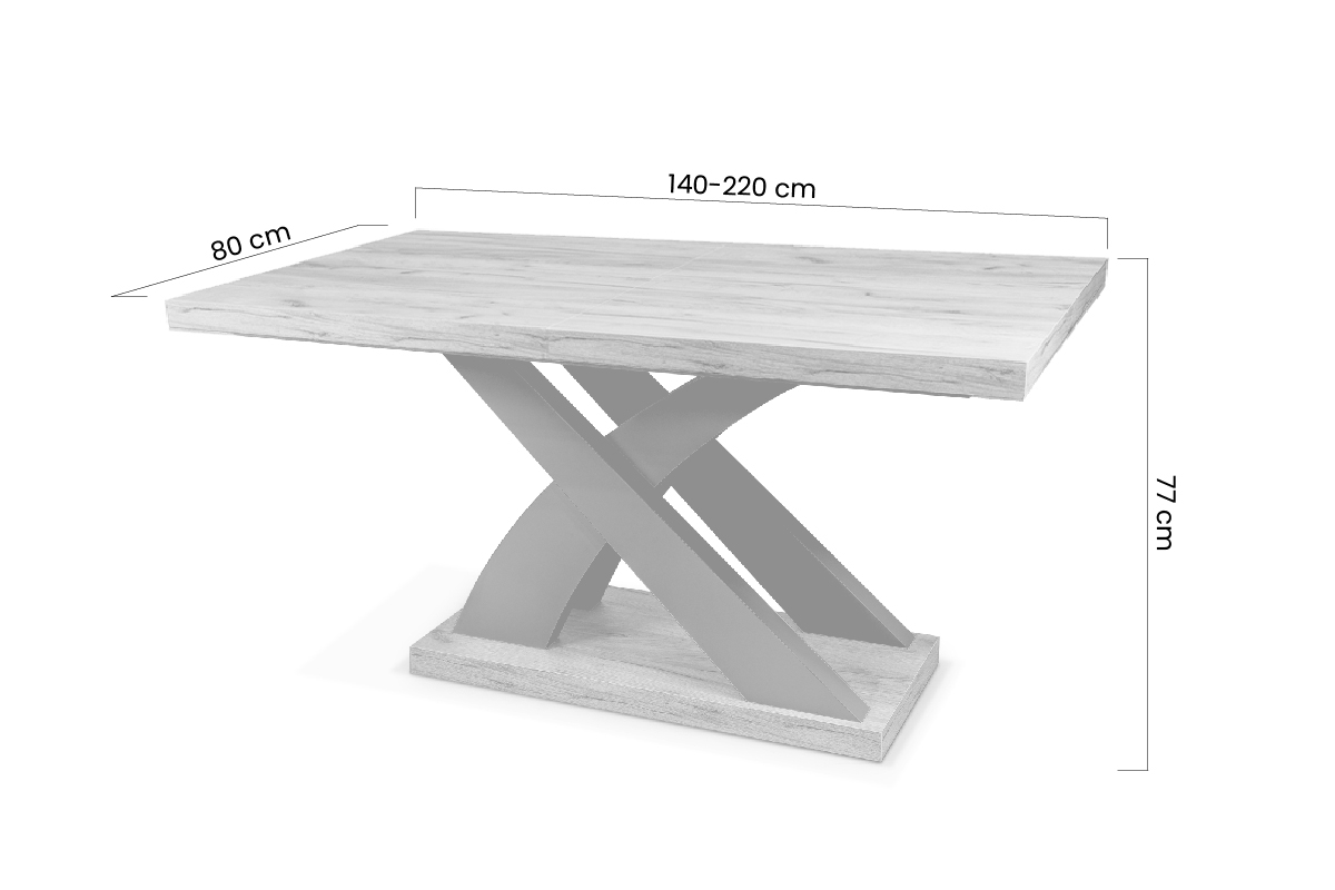 Stół rozkładany 140-220x80 cm Sydney z nogami w kształcie X - dąb craft / czarne nogi stół na czarnych nogach x