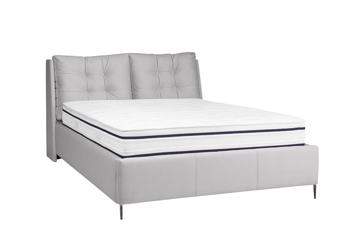Łóżko tapicerowane sypialniane z pojemnikiem Branti - 160x200, nogi czarne  łóżko sypialniane Branti z metalowymi nóżkami 