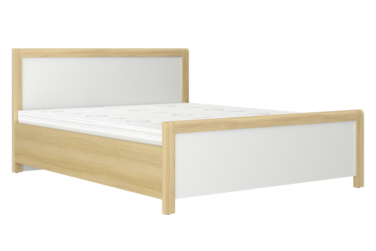 Łóżko do sypialni London 180x200 z pojemnikiem - biel alpejska / dąb lindberg łóżko z pojemnikiem na pościel
