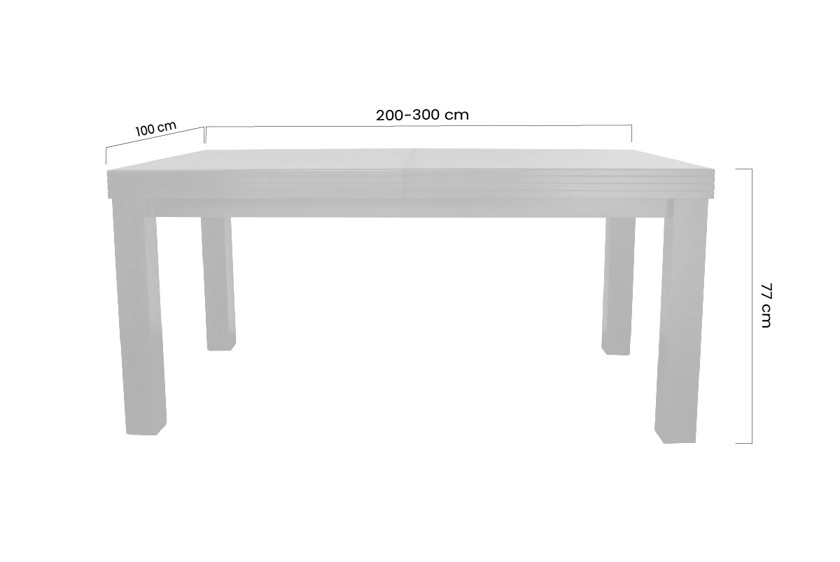 Stół rozkładany w drewnianej okleinie 200-300x100 cm Sycylia na drewnianych nogach - orzech Stół rozkładany w drewnianej okleinie 200-300 Sycylia na drewnianych nogach - orzech - wymiary