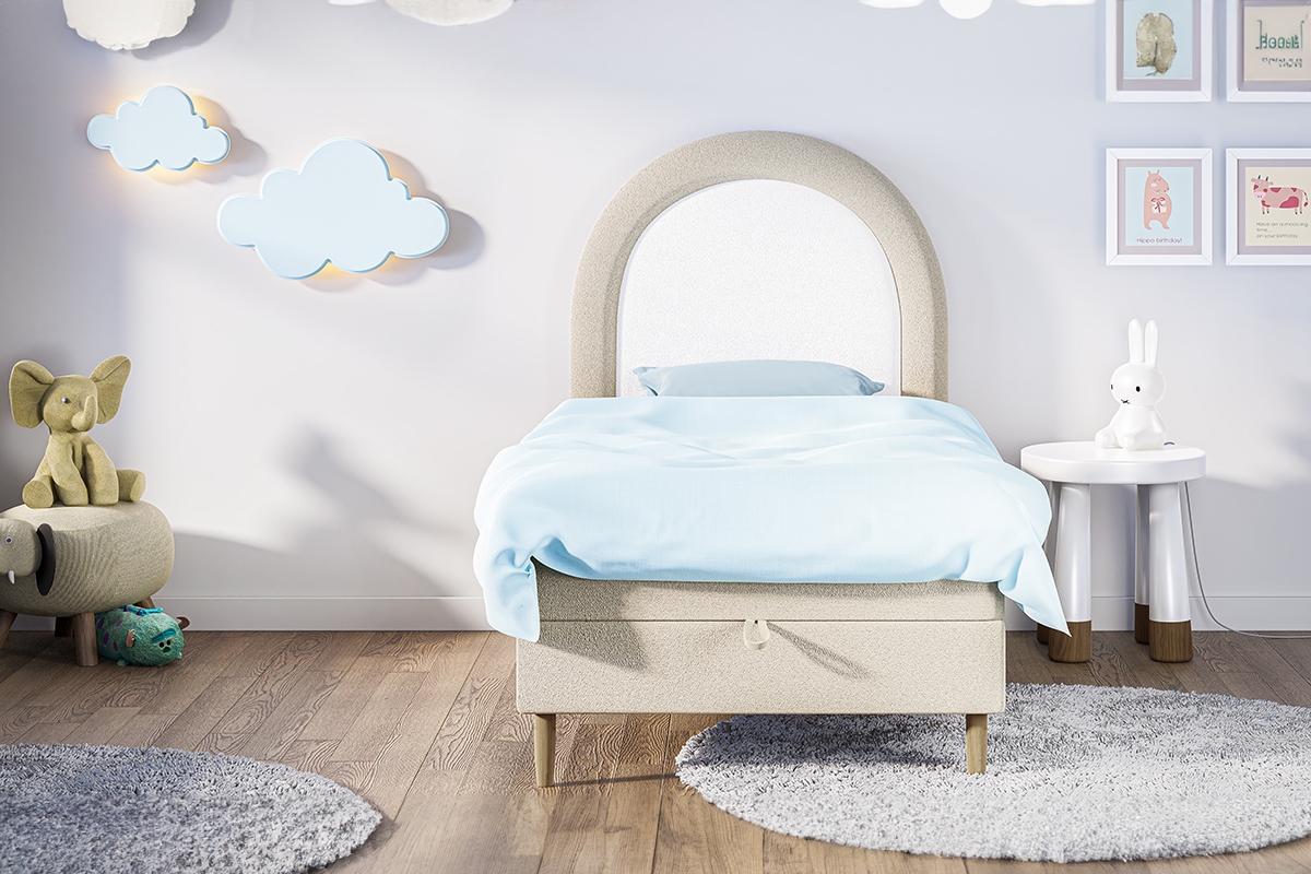 Dziecięce łóżko kontynentalne z pojemnikiem Eliat - 90x180 Dziecięce łóżko tapicerowane z pojemnikiem Eliat