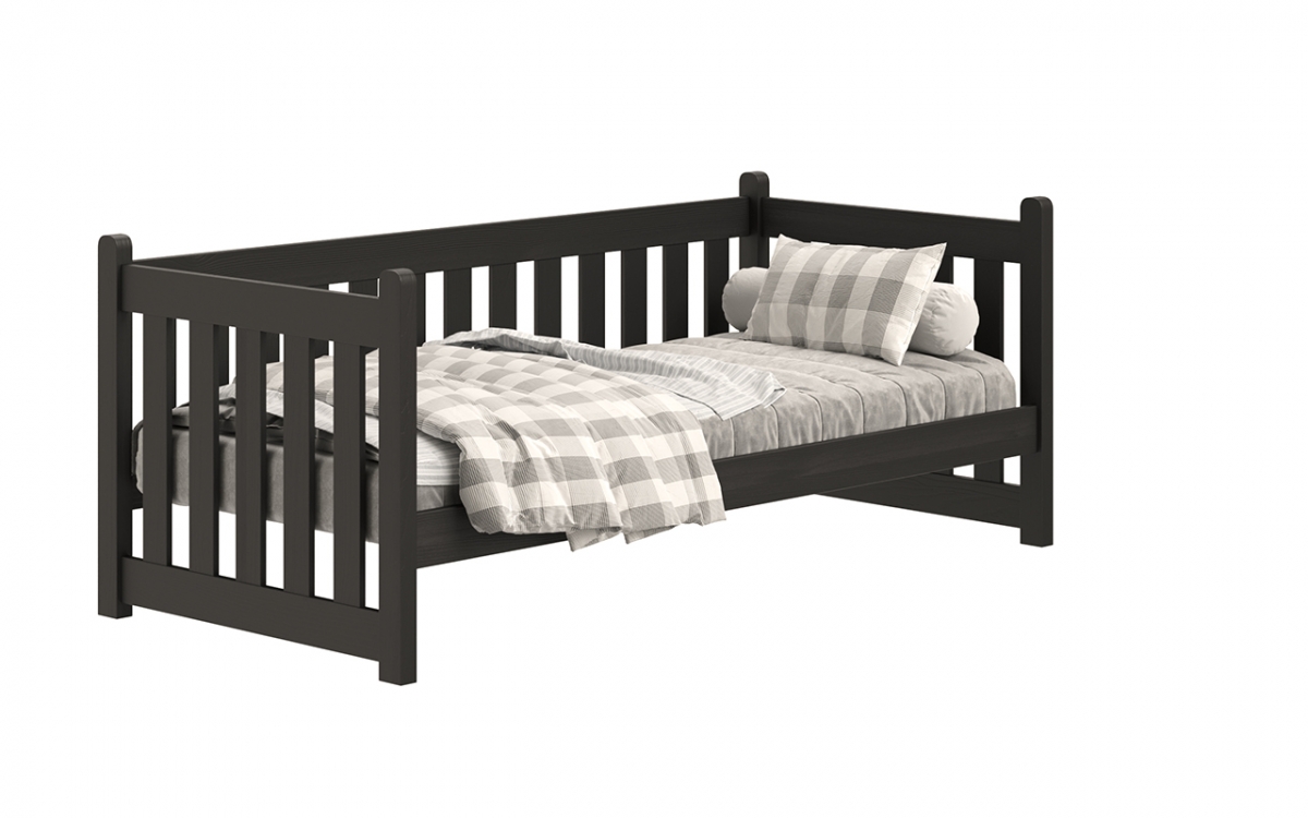 Łóżko parterowe drewniane Swen - czarny, 80x160 Łóżko parterowe drewniane Swen - czarny