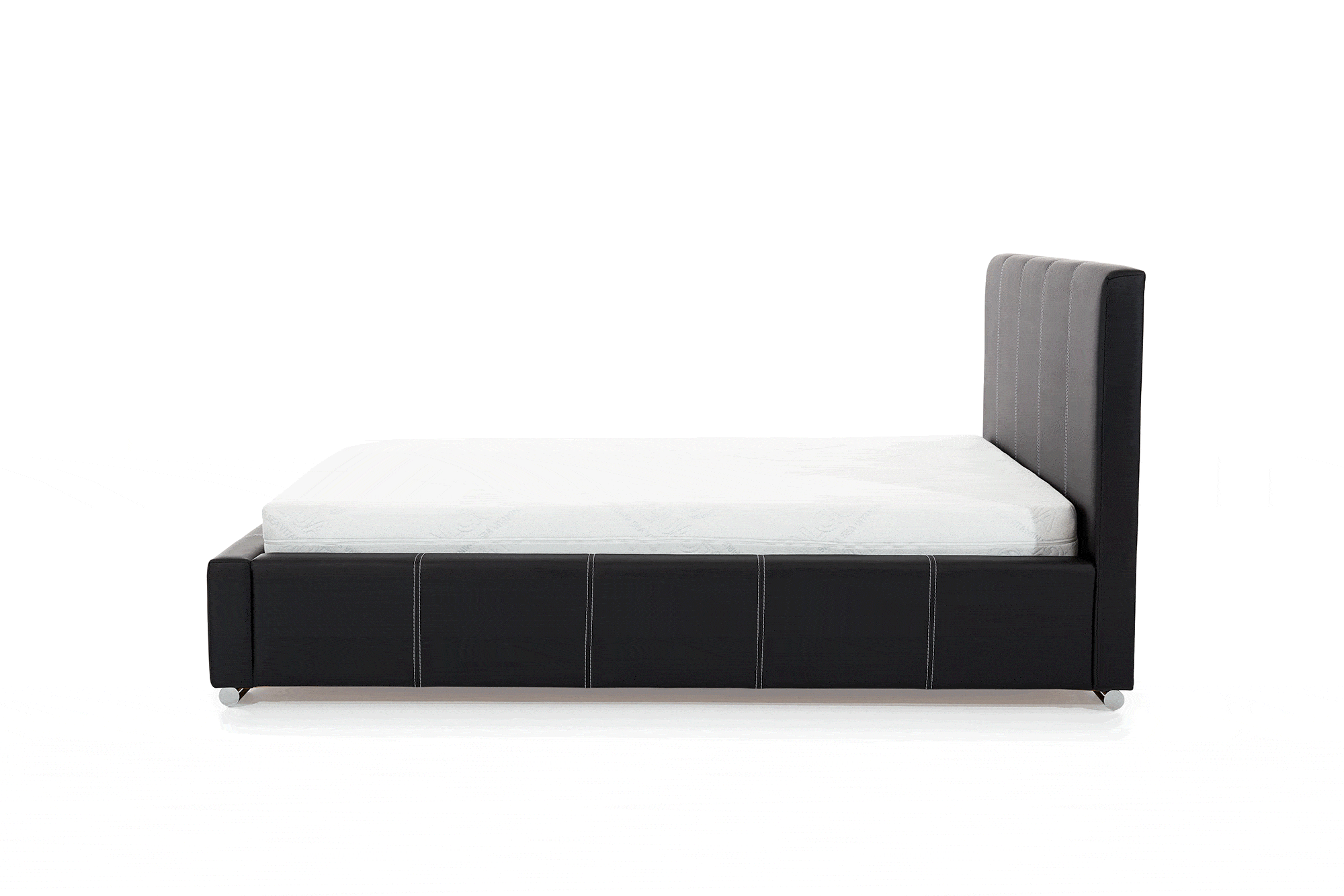 Tapicerowane łóżko sypialniane z pojemnikiem Lucia - czarna ekoskóra Soft 11, 160x200 Tapicerowane łóżko sypialniane z pojemnikiem Lucia