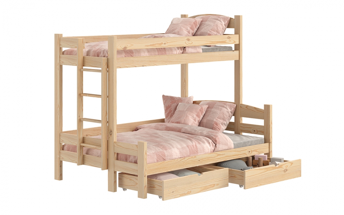 Łóżko piętrowe z szufladami Lovic lewostronne - sosna, 80x200/120x200  Łóżko piętrowe z szufladami Lovic - sosna
