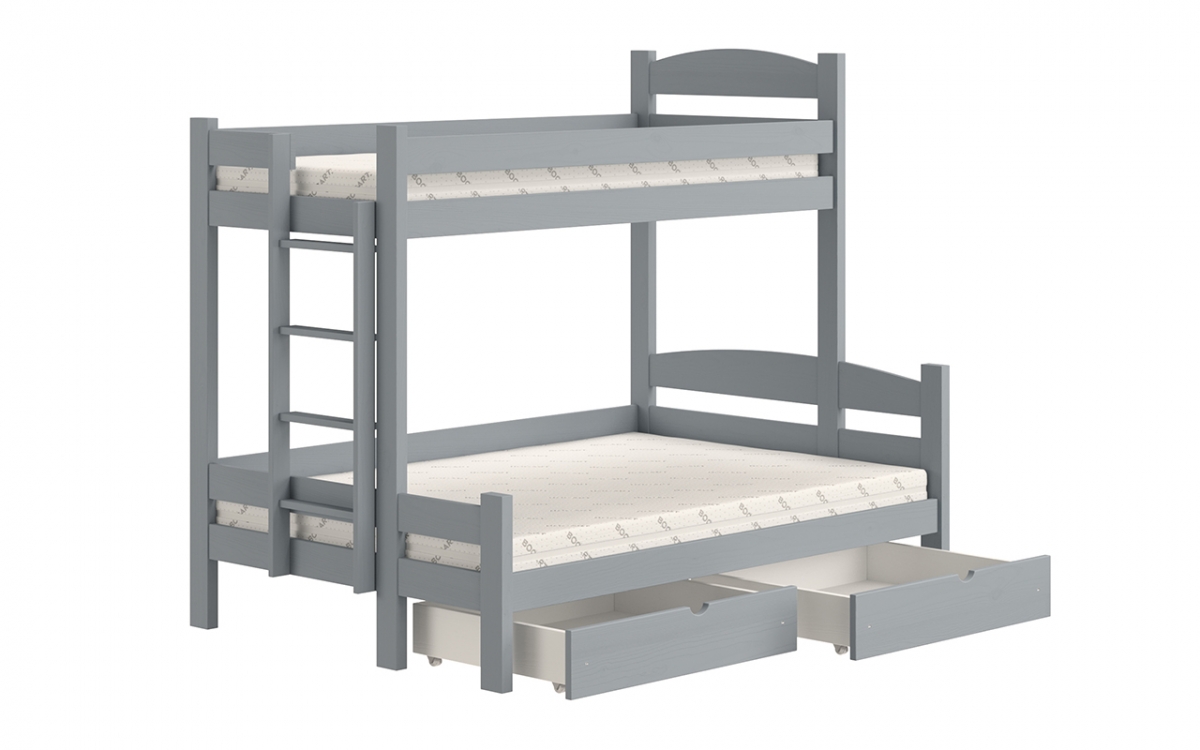Łóżko piętrowe z szufladami Lovic lewostronne - szary, 80x200/140x200 Łóżko piętrowe z szufladami Lovic - szary