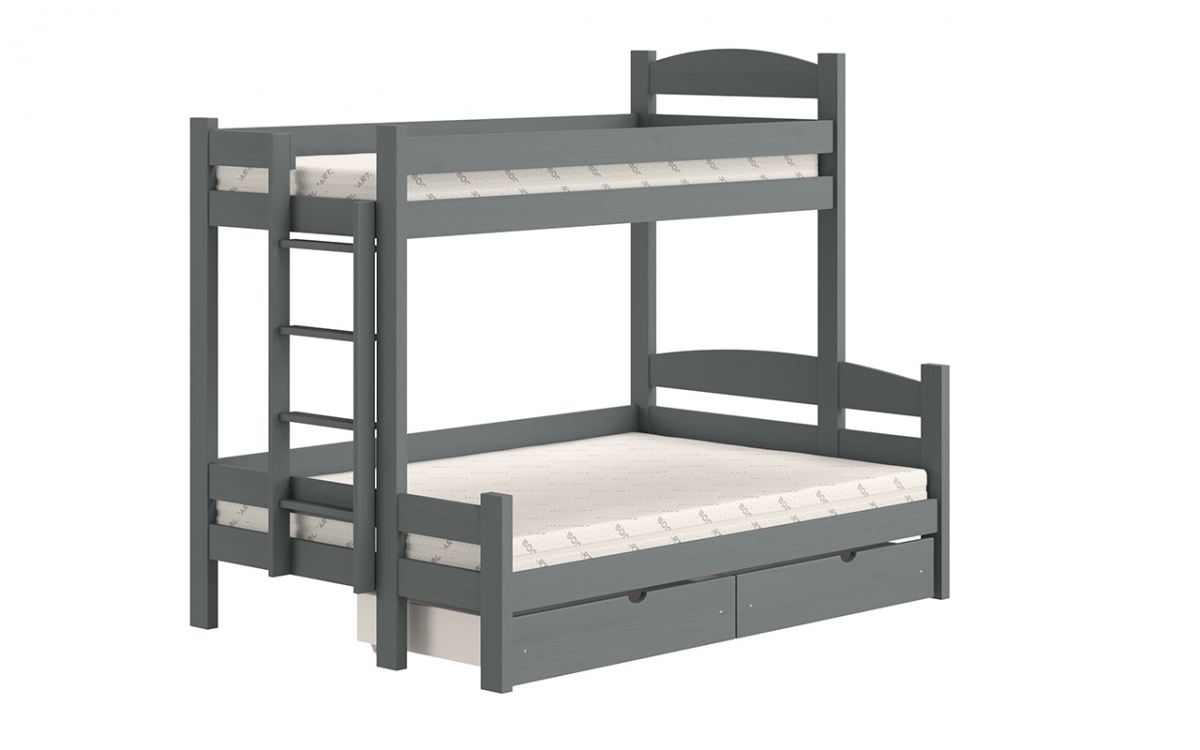Łóżko piętrowe z szufladami Lovic lewostronne - grafit, 80x200/120x200  Łóżko piętrowe z szufladami Lovic - grafit