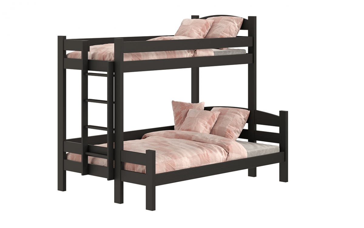 Łóżko piętrowe z szufladami Lovic lewostronne - czarny, 90x200/120x200  Łóżko piętrowe z szufladami Lovic - czarny