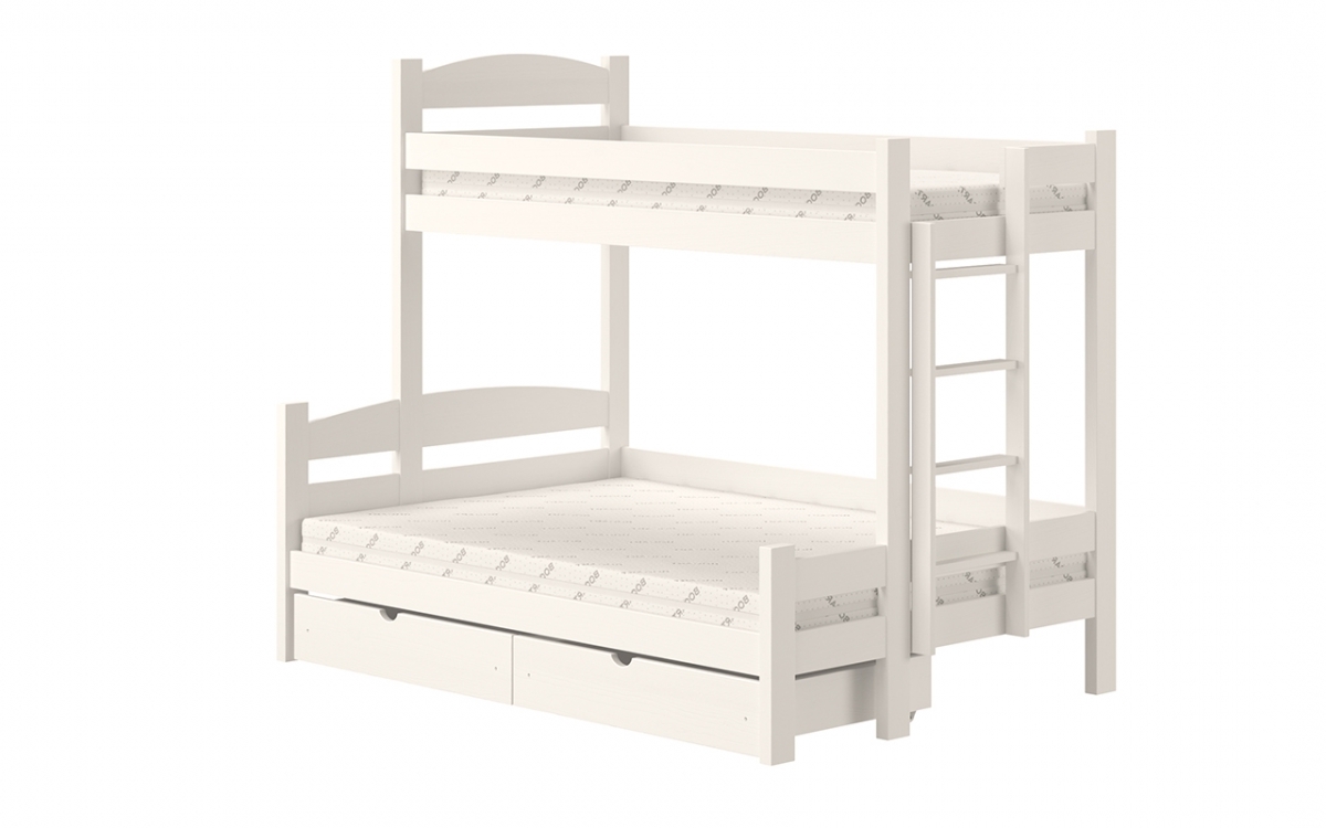 Łóżko piętrowe z szufladami Lovic prawostronne - biały, 80x200/120x200  Łóżko piętrowe z szufladami Lovic - biały