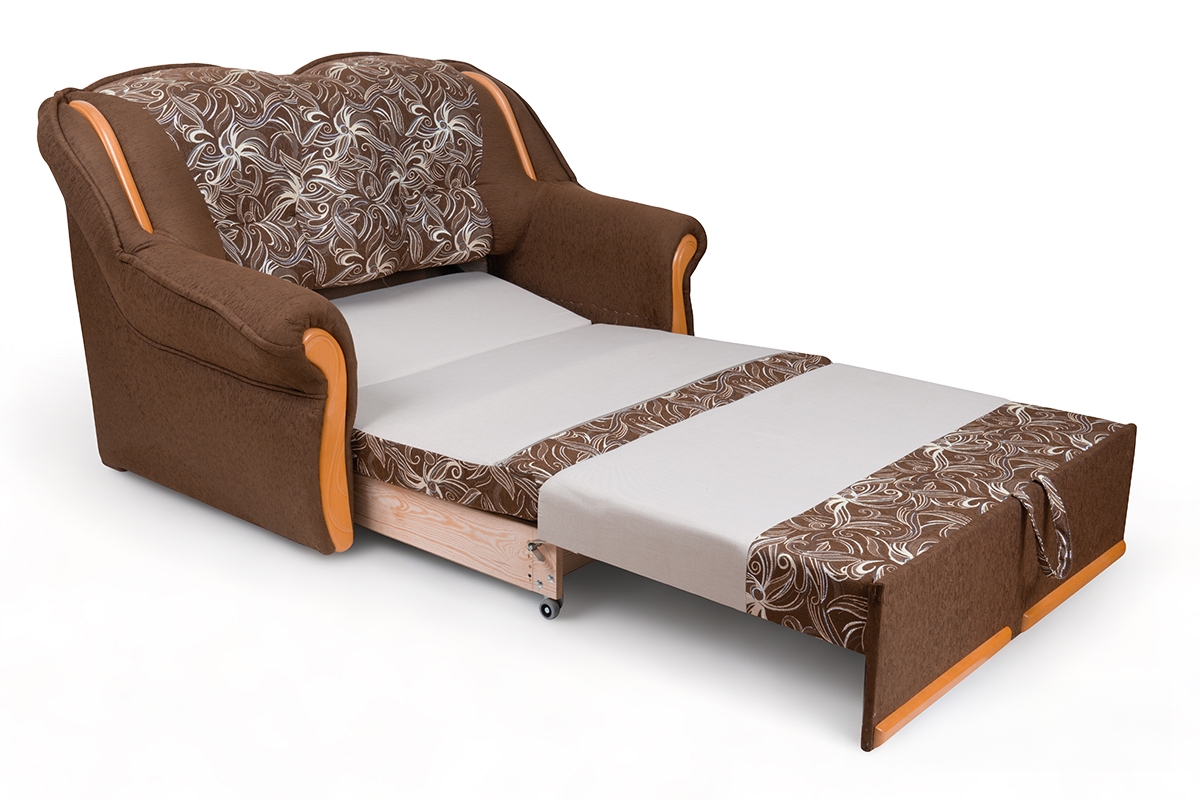 Sofa rozkładana do salonu Walker II - beżowa tkanina wzór Luna / średni orzech Zdjęcie podglądowe 