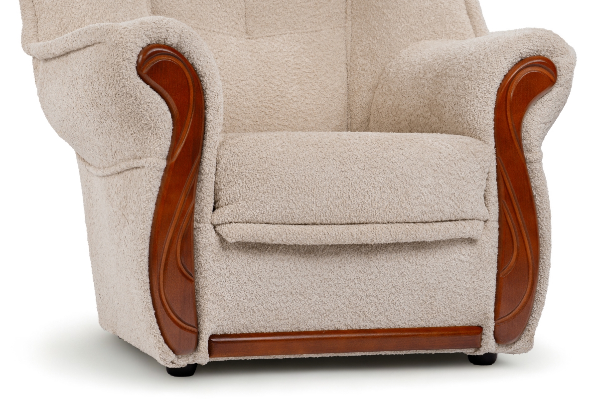 Fotel wypoczynkowy Walker - beżowa tkanina wzór Luna / średni orzech Zdjęcie podglądowe 