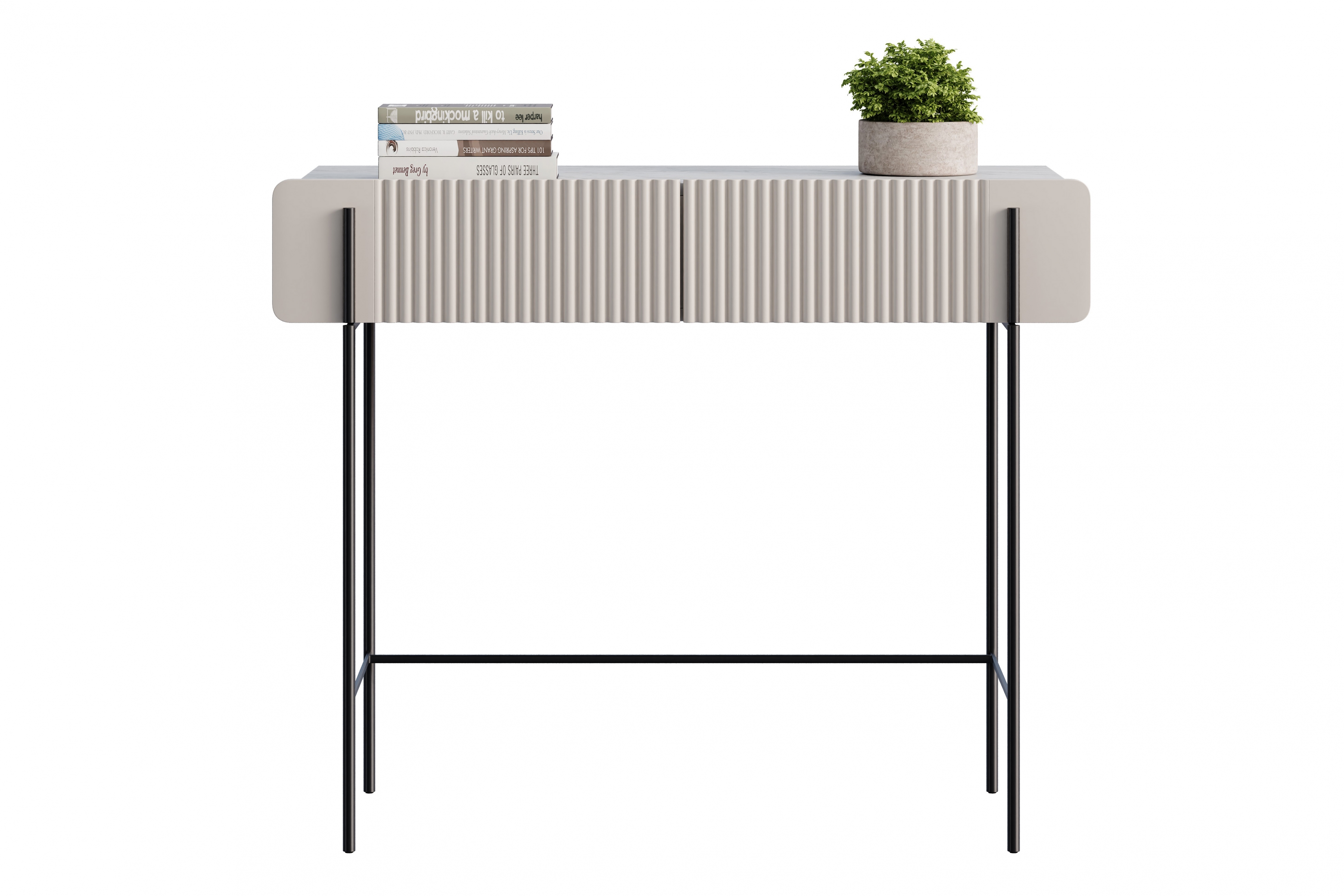 Toaletka Malmi 100 cm z szufladami - kaszmir / crema bianca / czarne nóżki - Wyprzedaż ekspozycji
