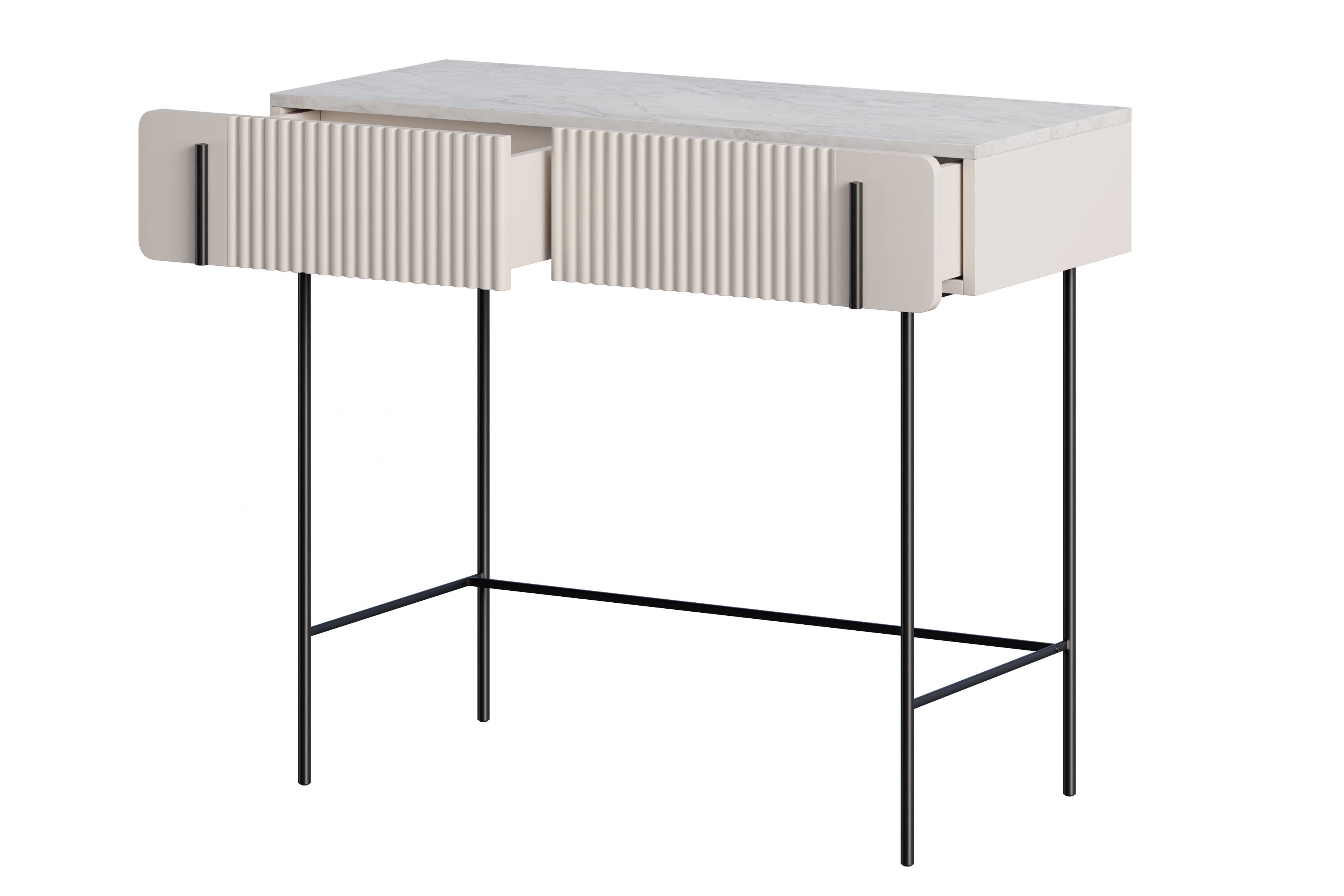 Toaletka Malmi 100 cm z szufladami - kaszmir / crema bianca / czarne nóżki - Wyprzedaż ekspozycji