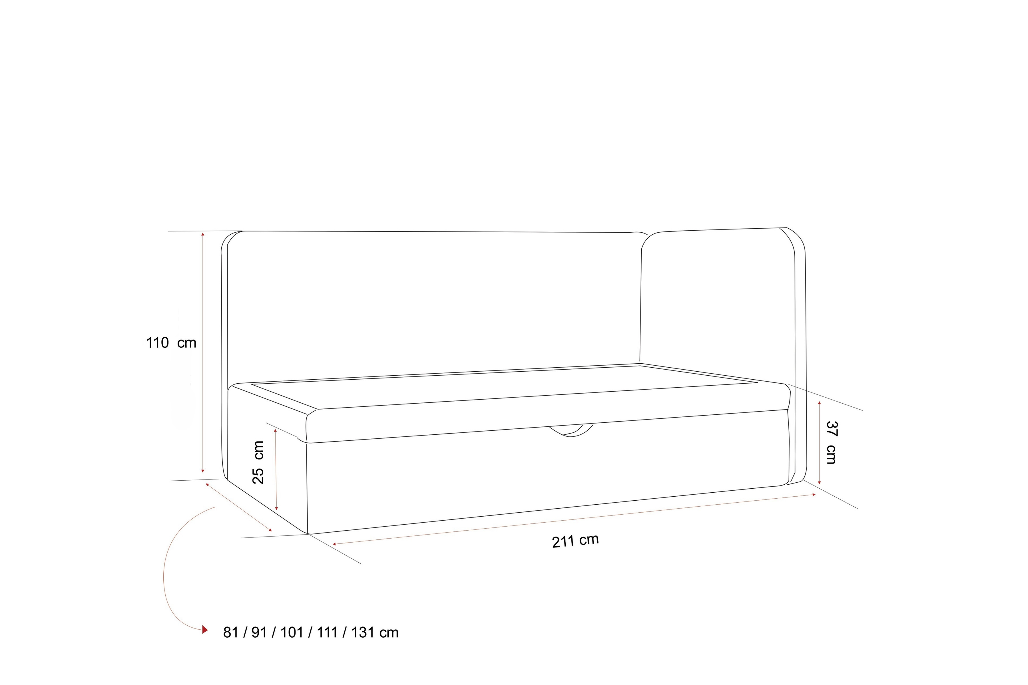 Łóżko dziecięce tapicerowane Dreamsy 90x200 prawostronne - beżowa boucle Lambi 5