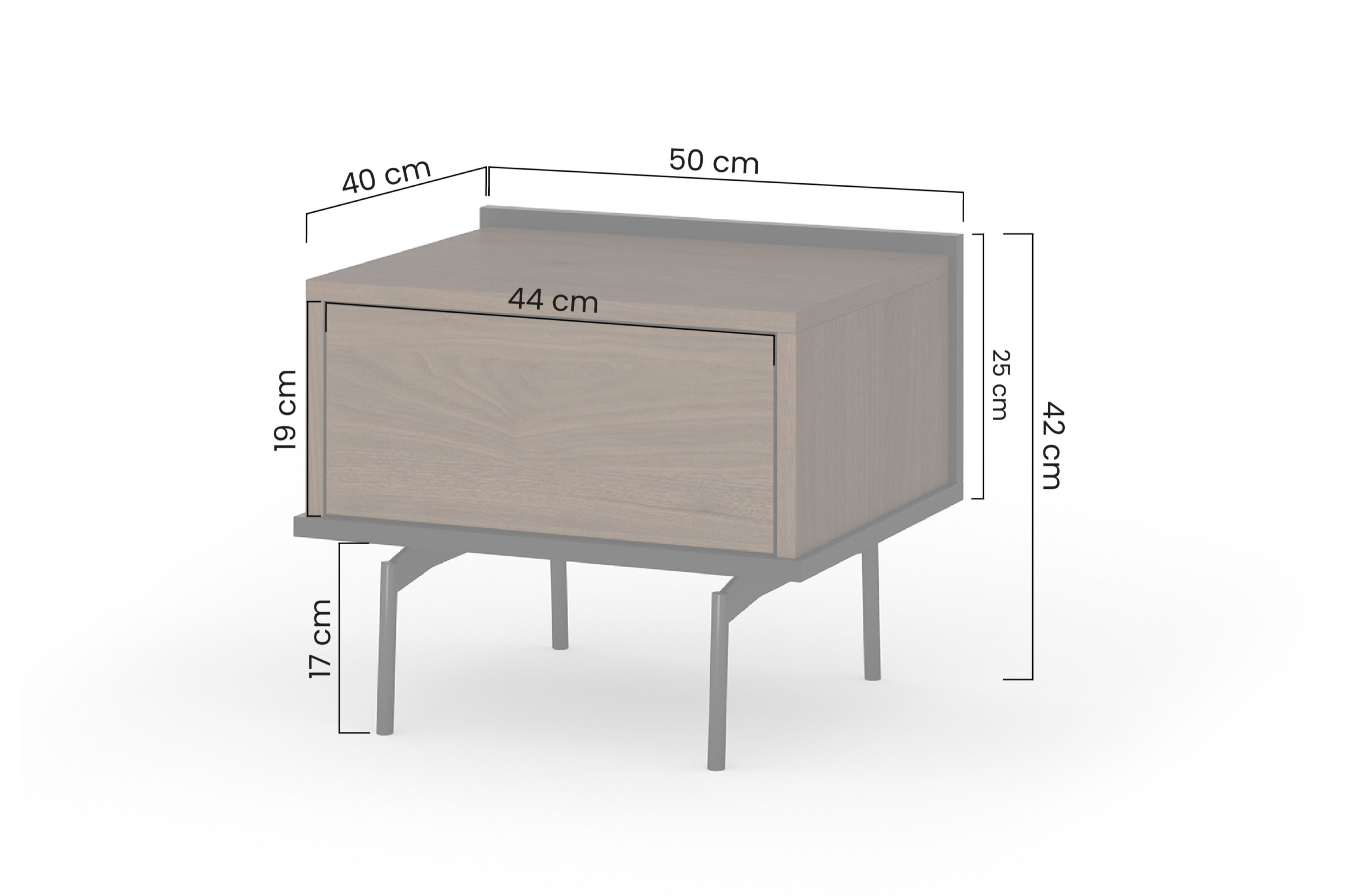 Szafka nocna Zenar z szufladą 50 cm - orzech elegant / czarny - Wyprzedaż ekspozycji