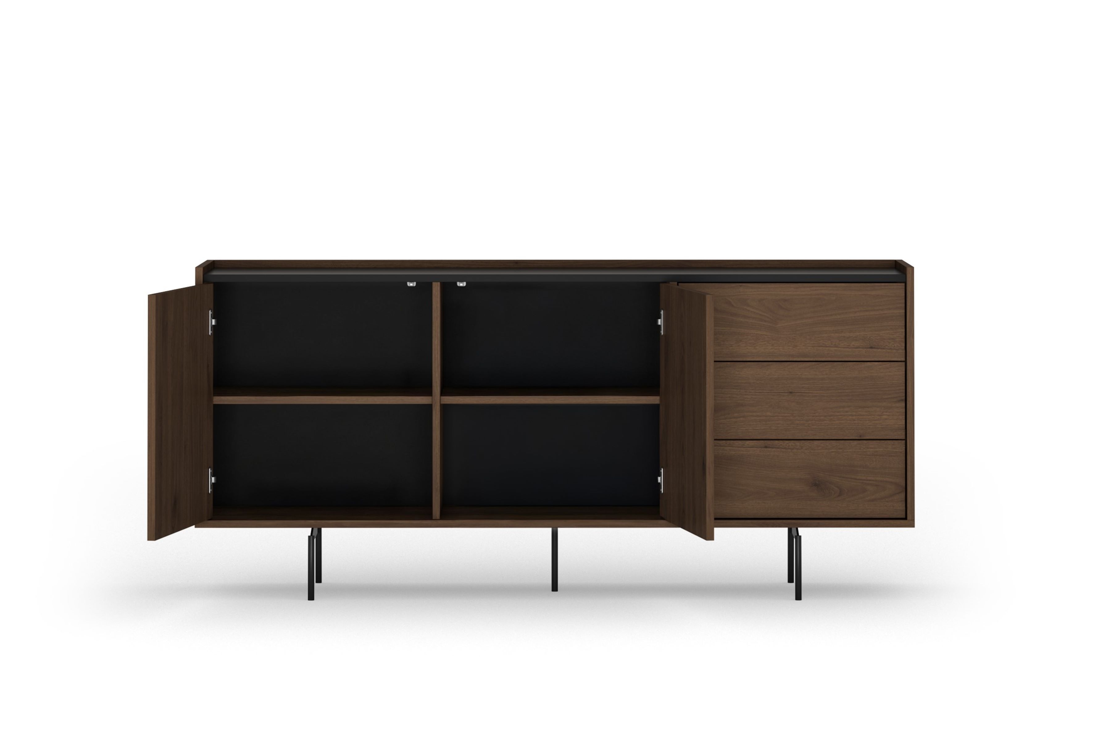 Komoda Zenar 170 cm z szufladami - orzech elegant / czarny - Wyprzedaż ekspozycji