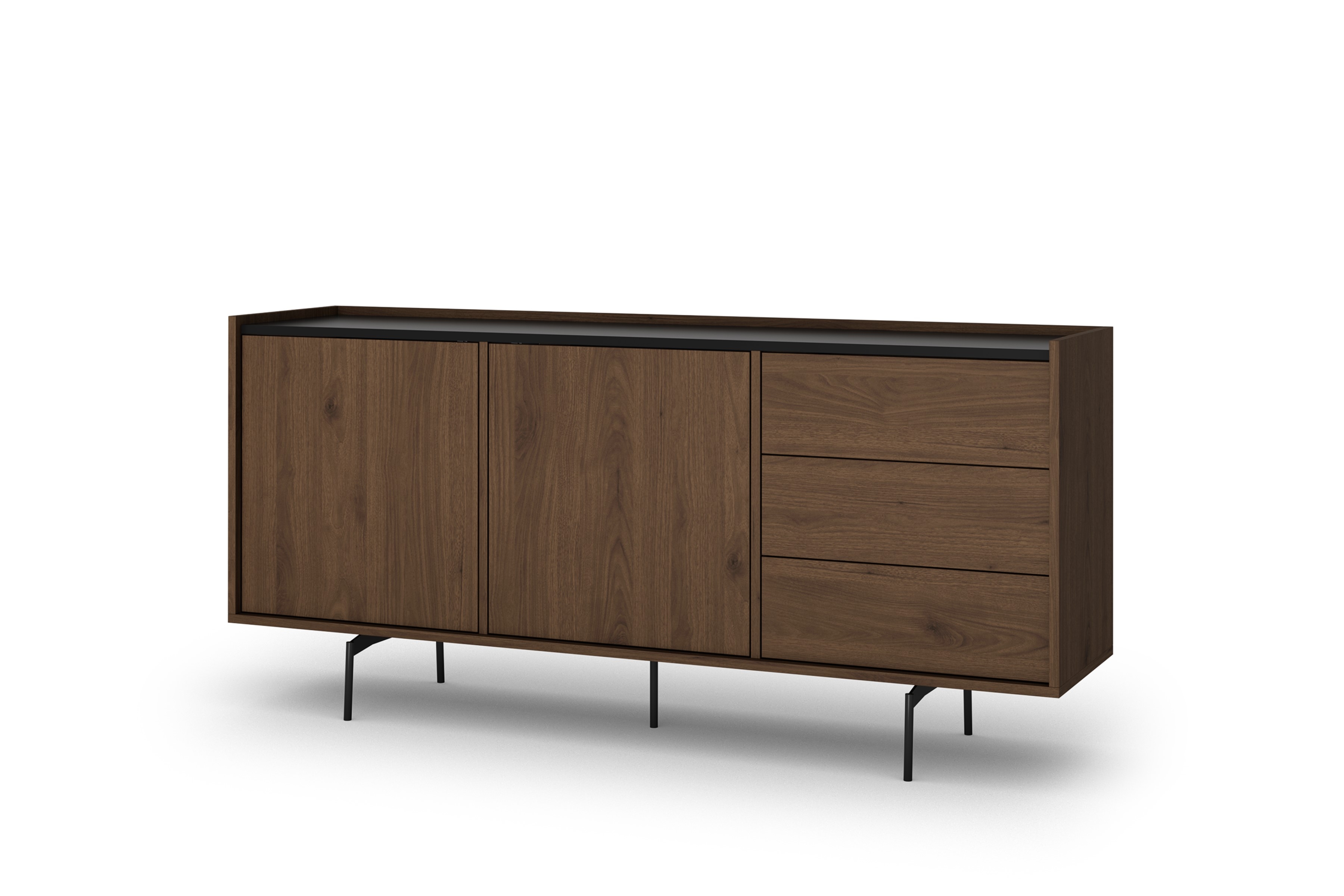 Komoda Zenar 170 cm z szufladami - orzech elegant / czarny - Wyprzedaż ekspozycji