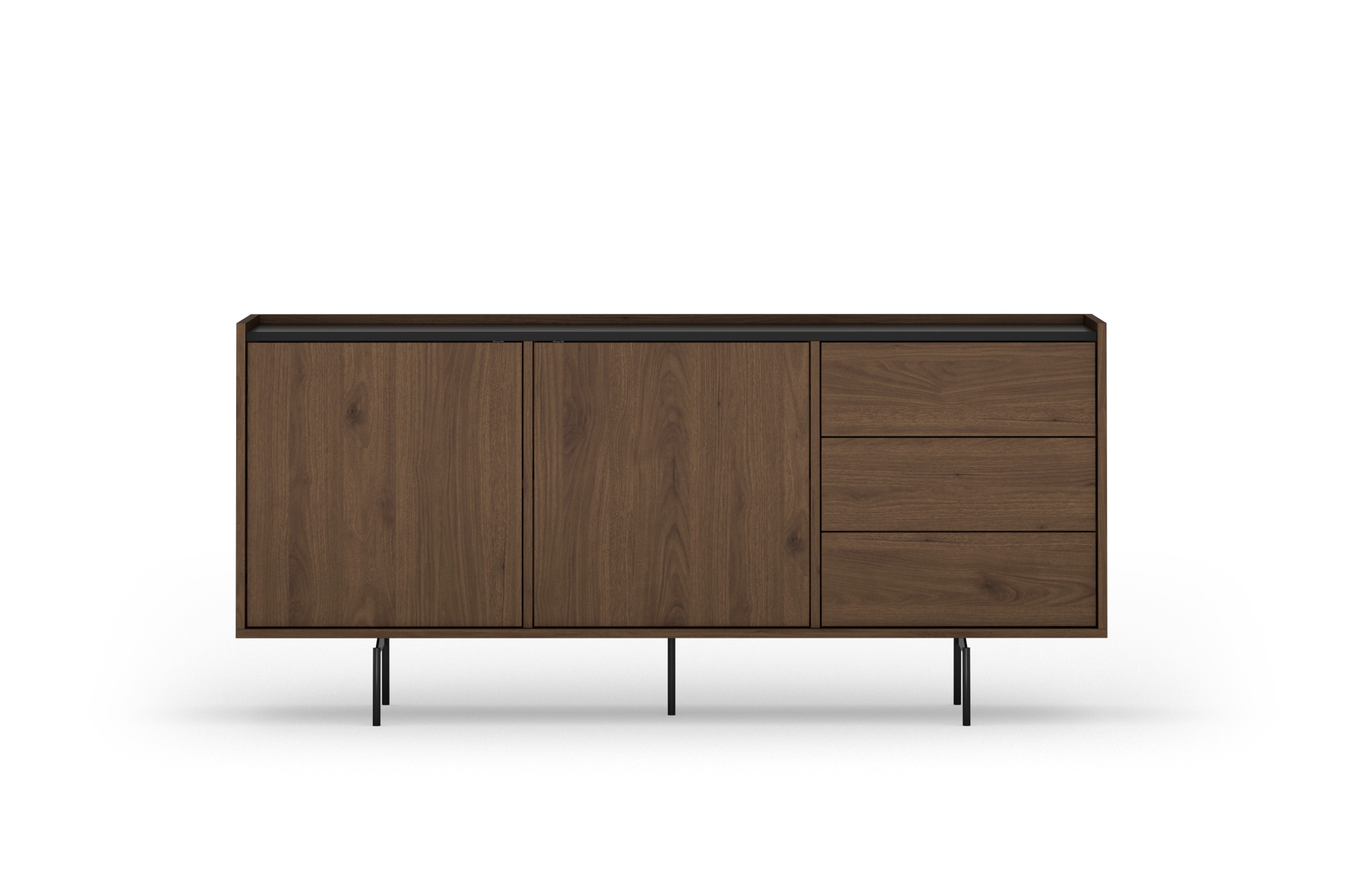 Komoda Zenar 170 cm z szufladami - orzech elegant / czarny - Wyprzedaż ekspozycji
