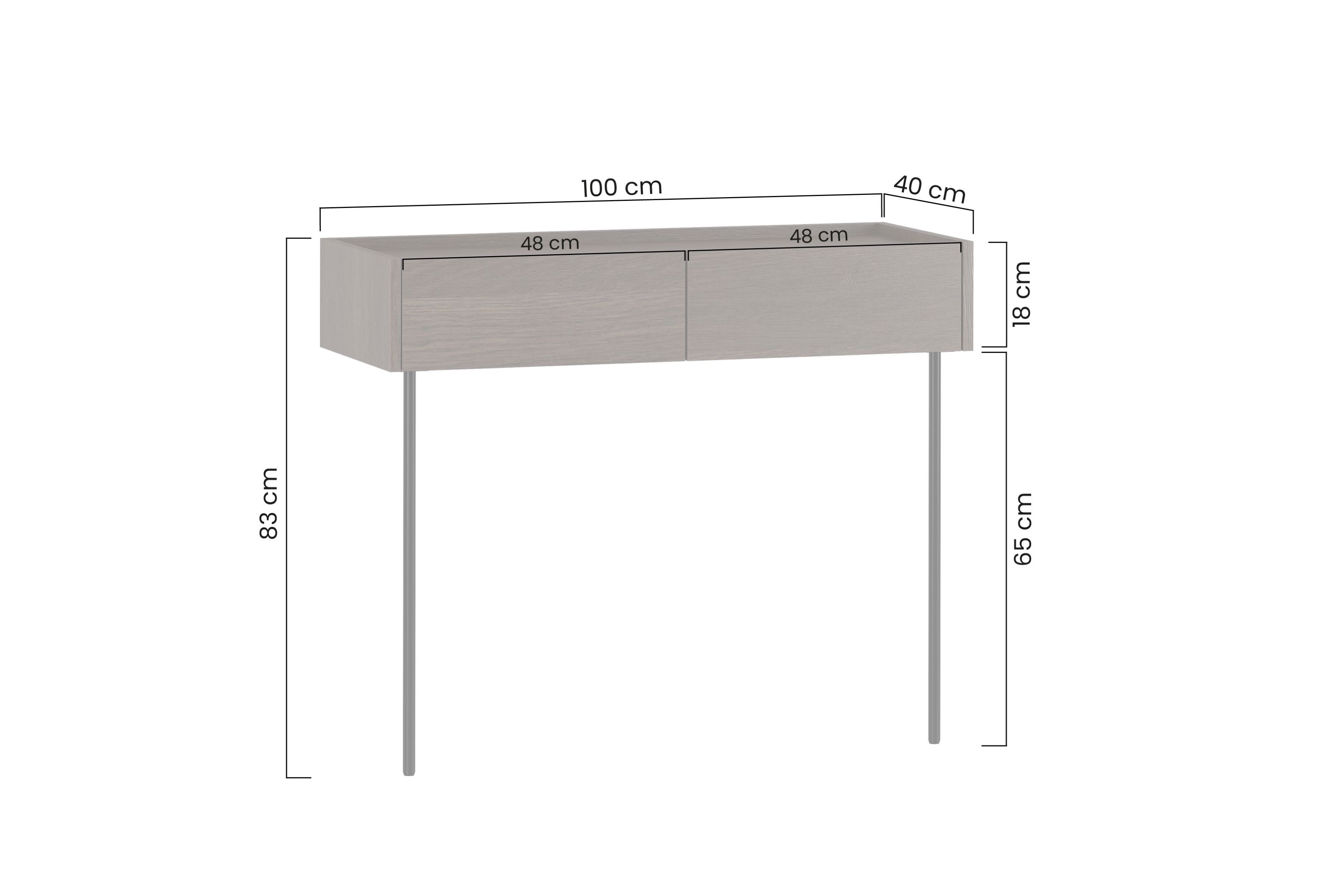 Toaletka Dunari 100 cm z szufladami i metalowymi nogami - dąb dunin