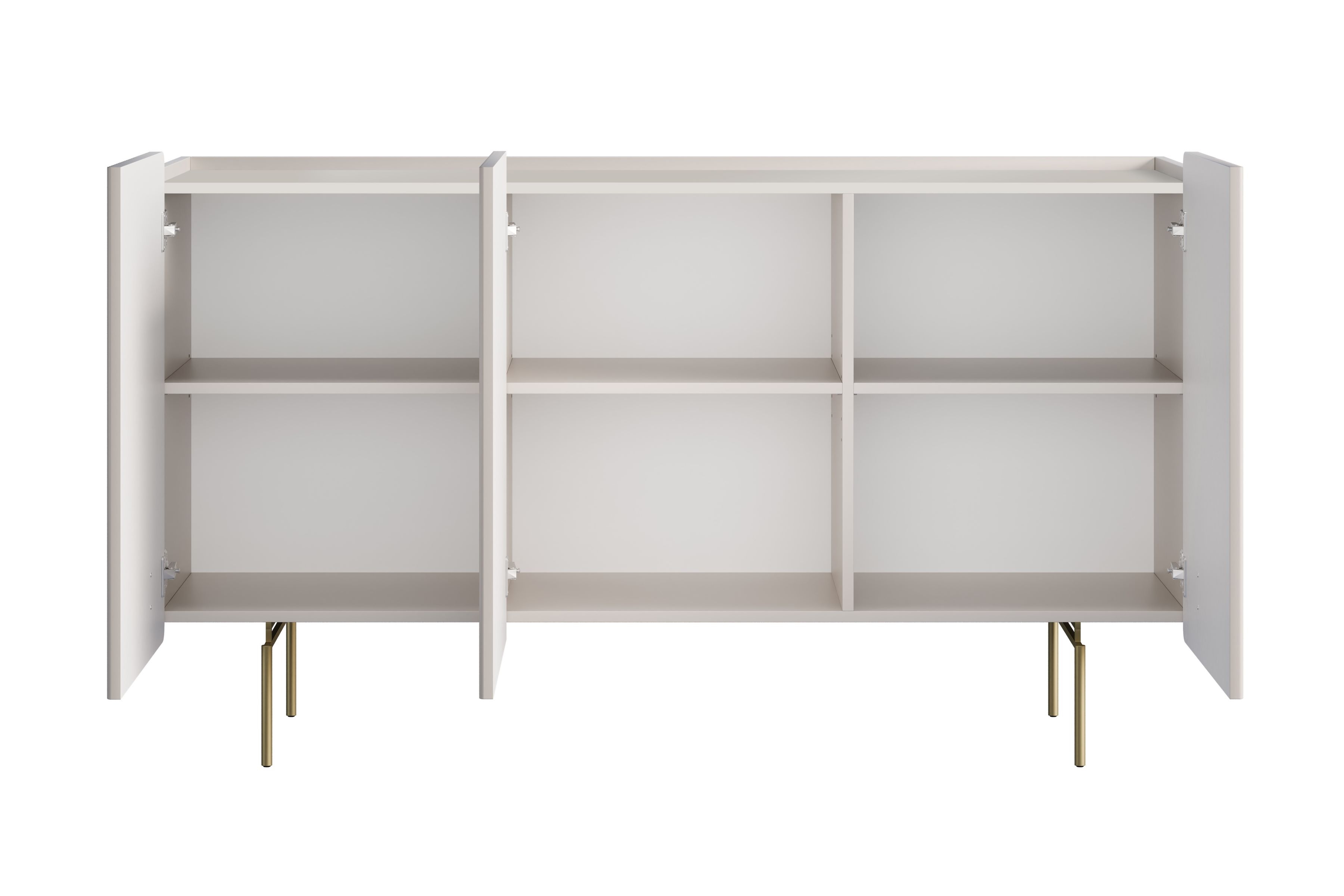 Komoda Malmi 150 cm trzydrzwiowa - kaszmir / złote nóżki - Wyprzedaż ekspozycji