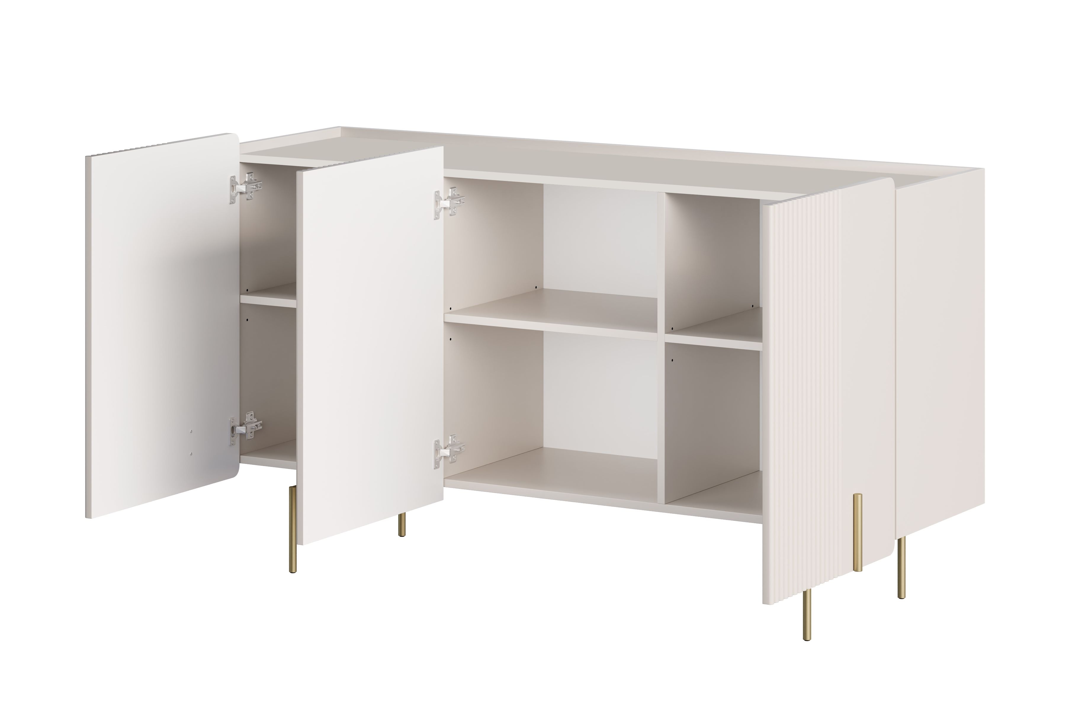 Komoda Malmi 150 cm trzydrzwiowa - kaszmir / złote nóżki - Wyprzedaż ekspozycji