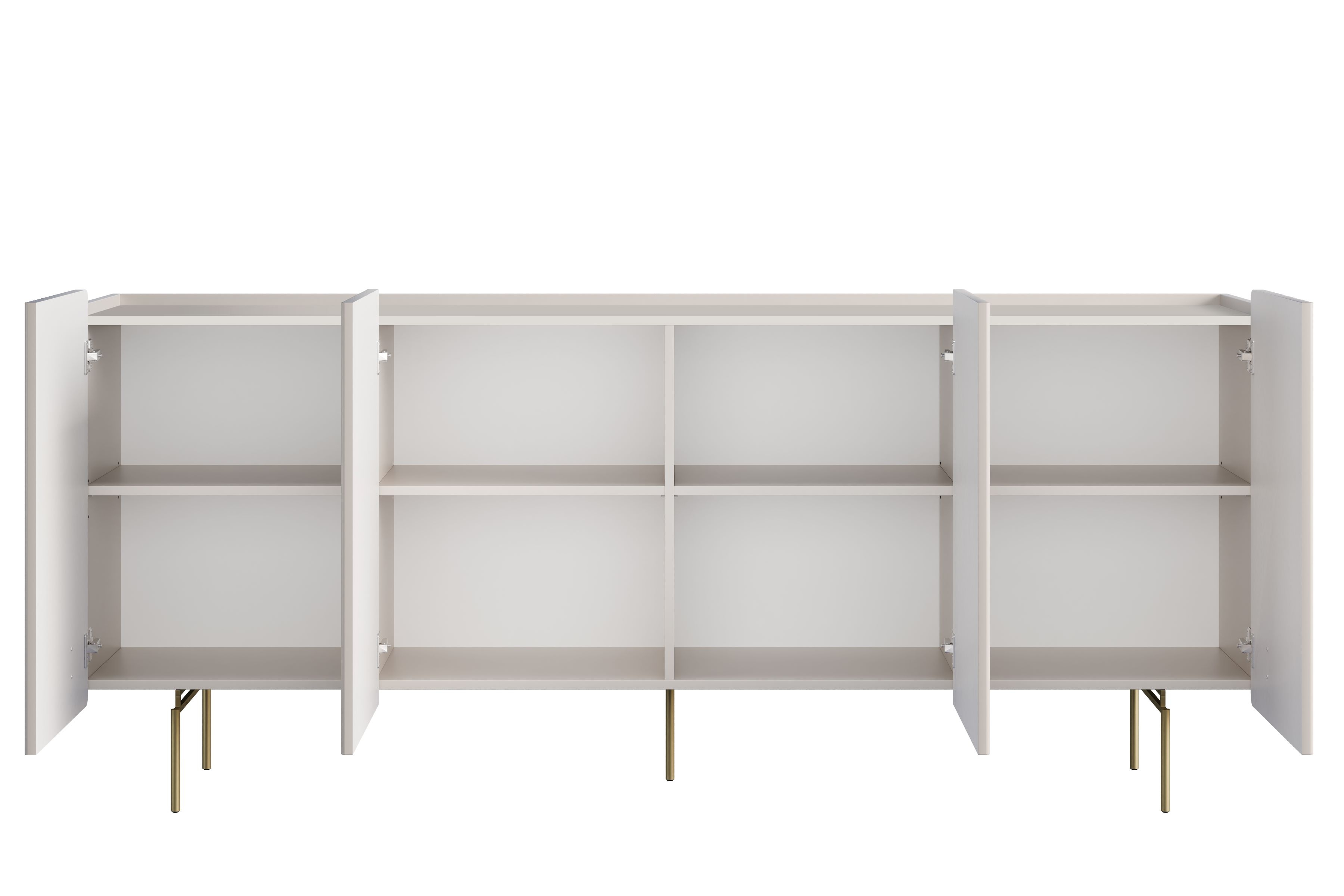 Komoda Malmi 200 cm czterodrzwiowa - kaszmir / złote nóżki - Wyprzedaż ekspozycji