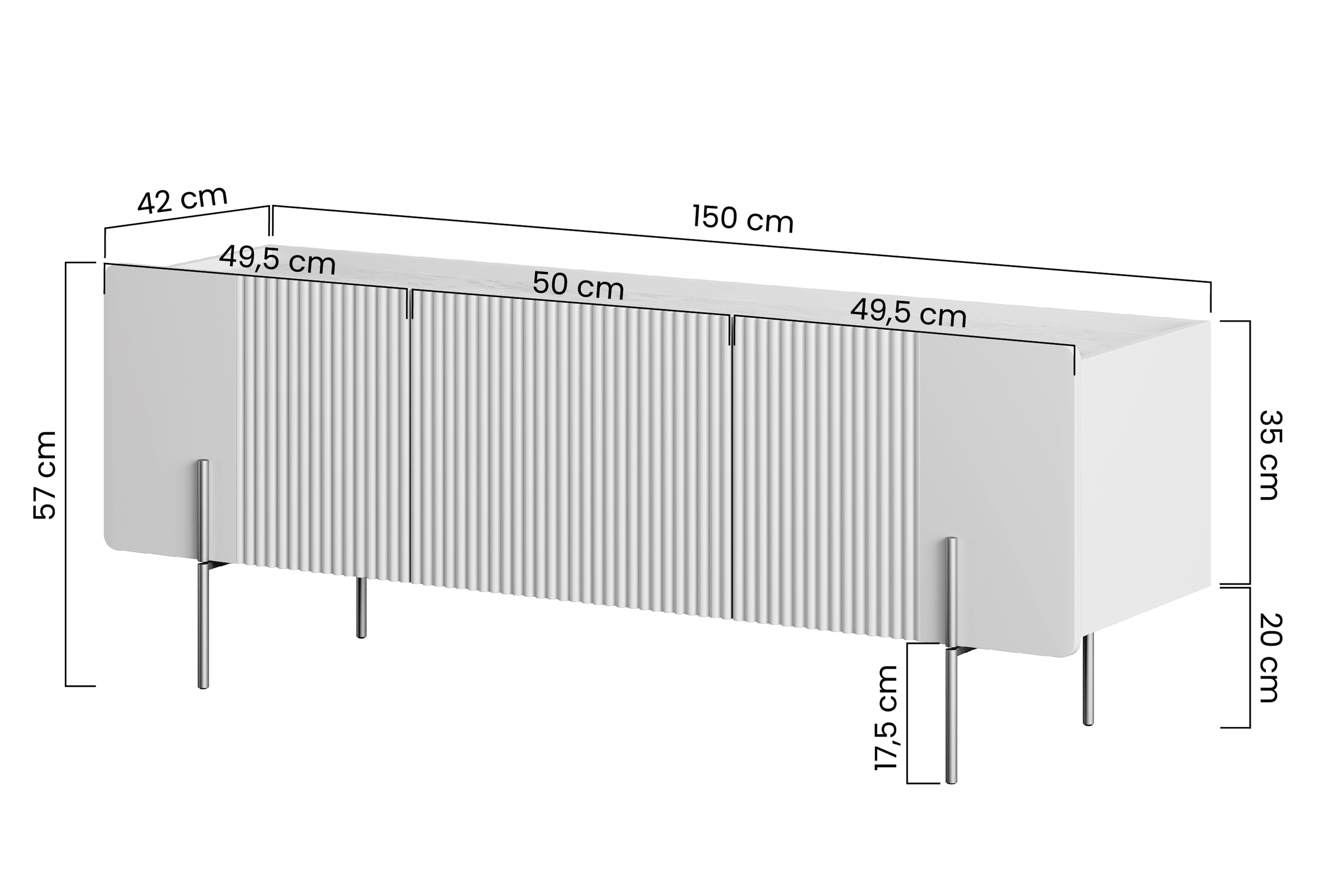 Szafka RTV Malmi 150 cm - kaszmir / złote nóżki - Wyprzedaż ekspozycji