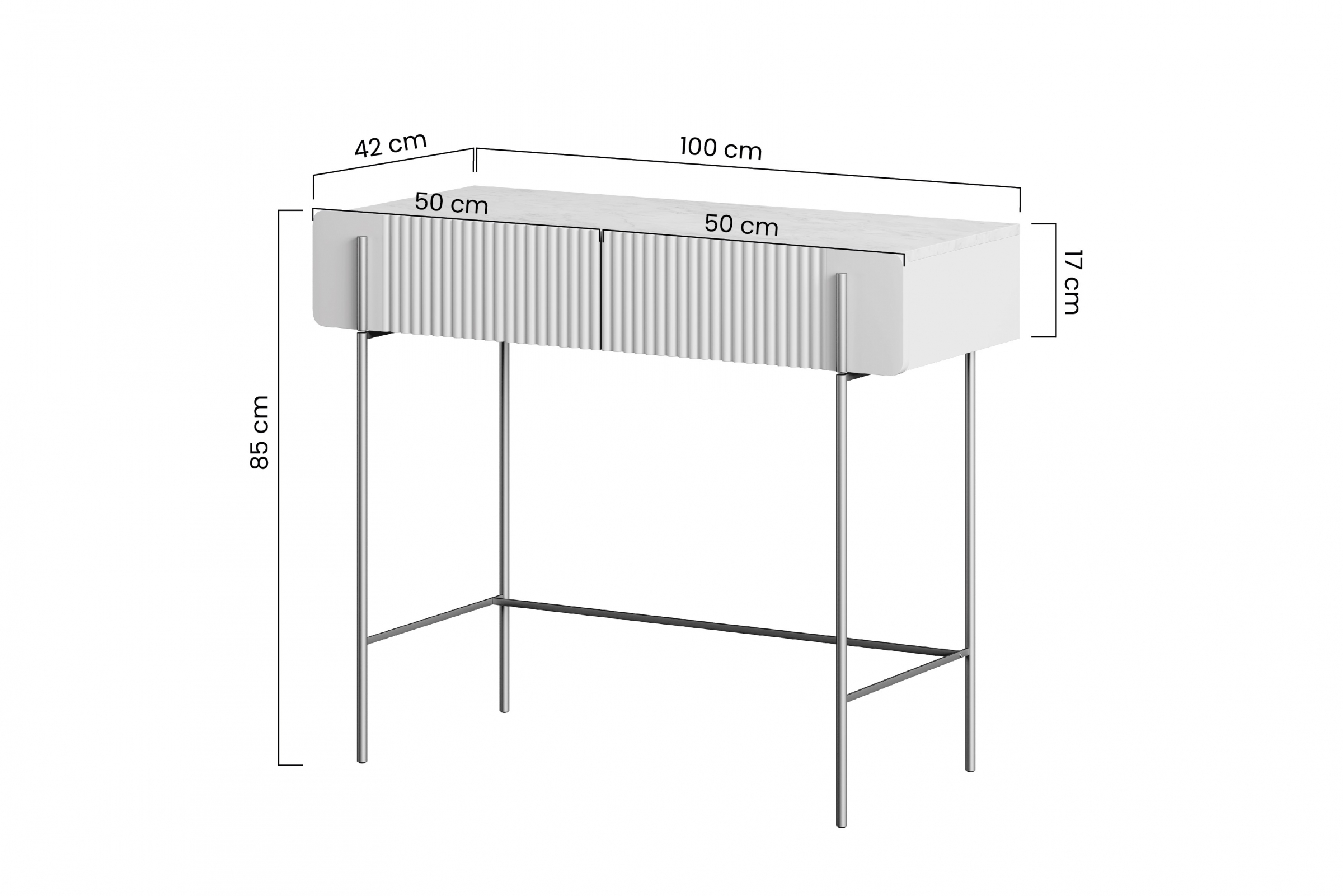 Toaletka Malmi 100 cm z szufladami - kaszmir / czarne nóżki - Wyprzedaż ekspozycji