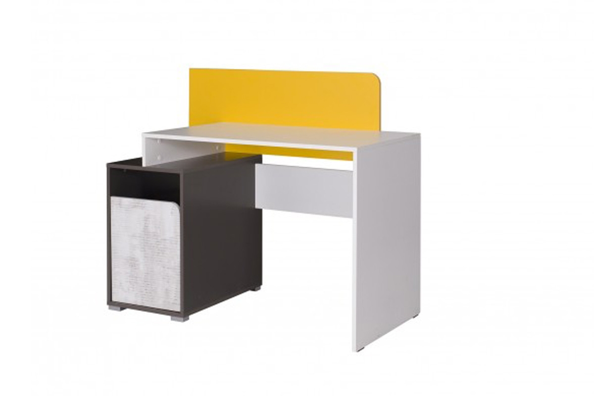Komplet mebli młodzieżowych Travel Biały/Grafit/Enigma/Żółty jasne biurko