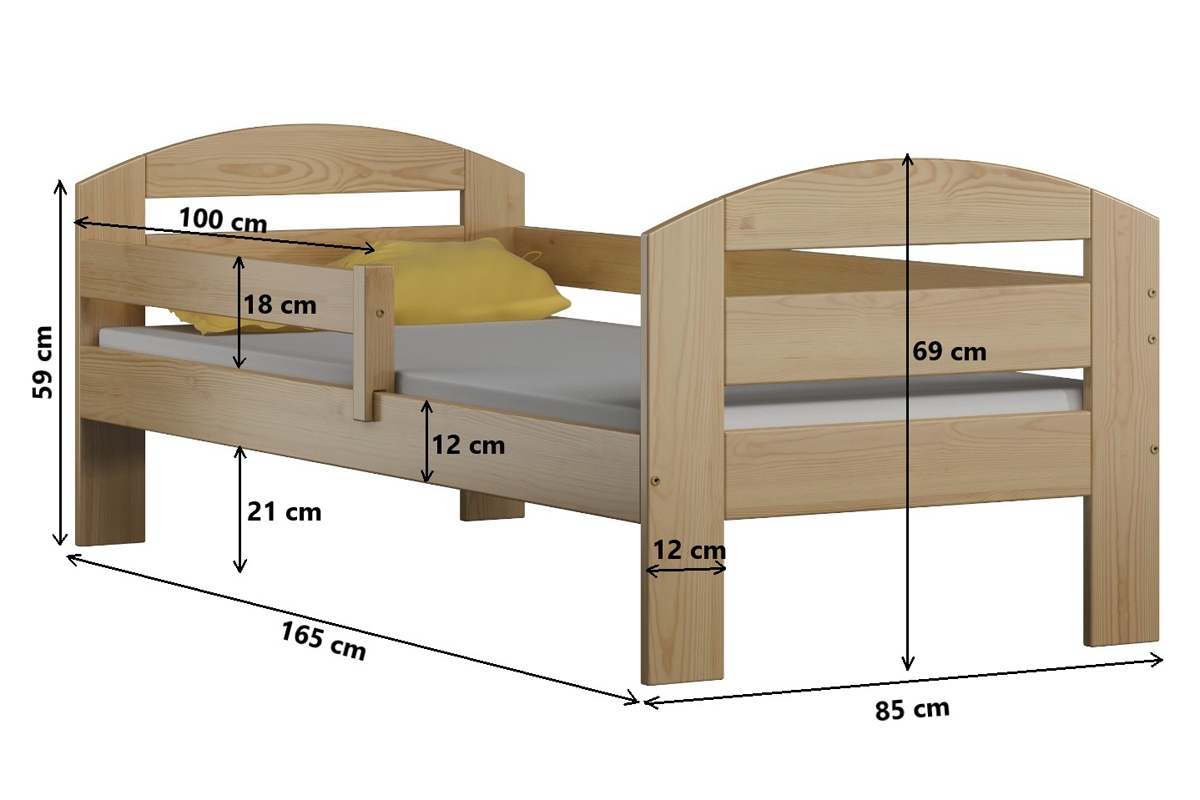Łóżko dziecięce parterowe wysuwane Wiola  Łóżko dziecięce drewniane Wiola - Wymiar 160x80, zdjęcie podglądowe