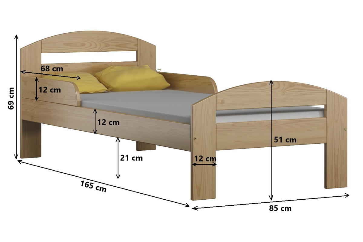 Łóżko dziecięce Wiki II parterowe wysuwane Łóżko dziecięce drewniane Wiki - wymiary, zdjęcie podglądowe