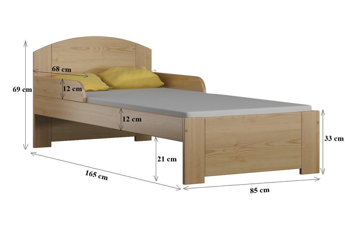 Łóżko dziecięce Fibi II parterowe wysuwane Łóżko dziecięce drewniane Fibi II  - Wymiar 160x80